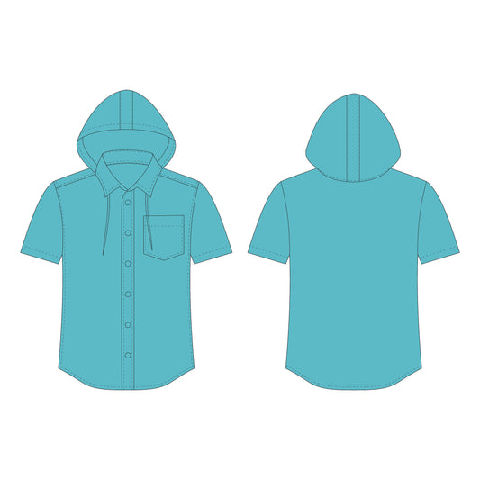 Men's Half Sleeves Shirt with Hood Sewing Pattern - A0002-22-V-04