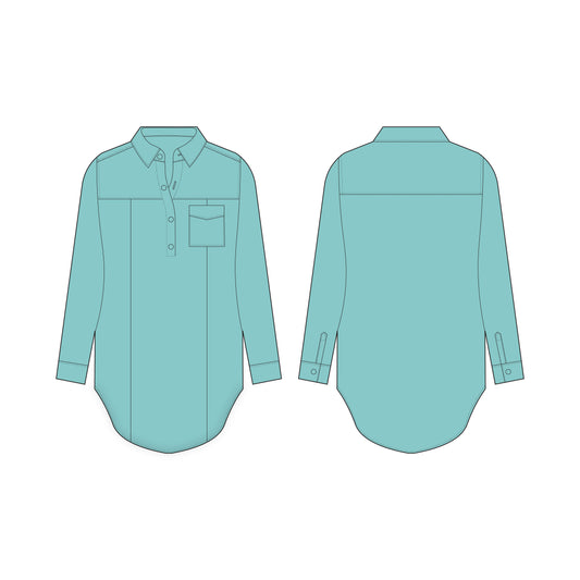 Women's Long Shirt Sewing Pattern - A0006-22-V-2