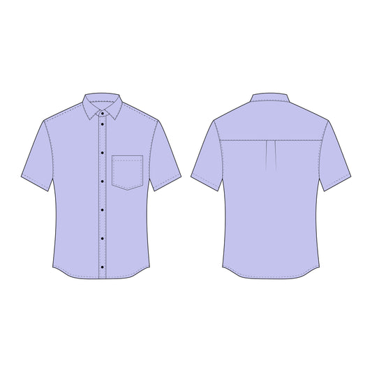 Men's Half Sleeves Regular Fit Shirt Sewing Pattern - A0002-25-Y-1