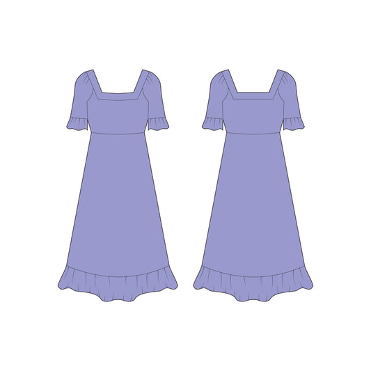 Women's Half Sleeves Dress Sewing Pattern - A0001-22-V-04