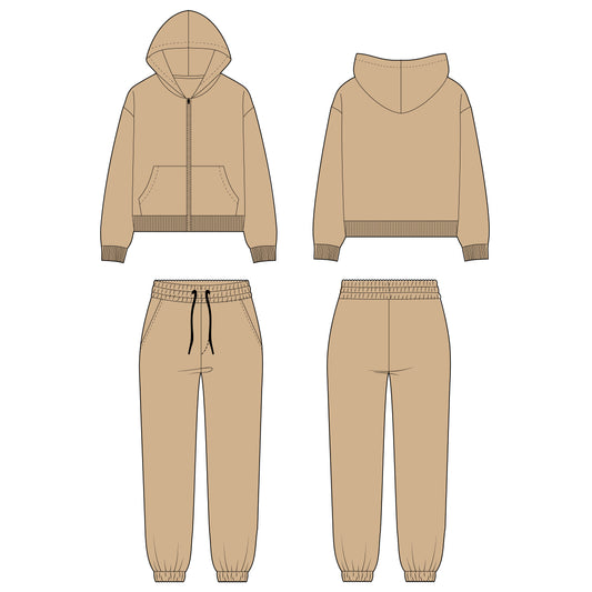 Women's Full Sleeves Regular Fit Co-ord Set Sewing Pattern - A0001-23-W-1