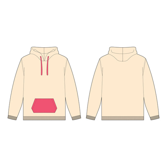 Men's Full Sleeves Hoodie Sewing Pattern - A0009-22-V-05