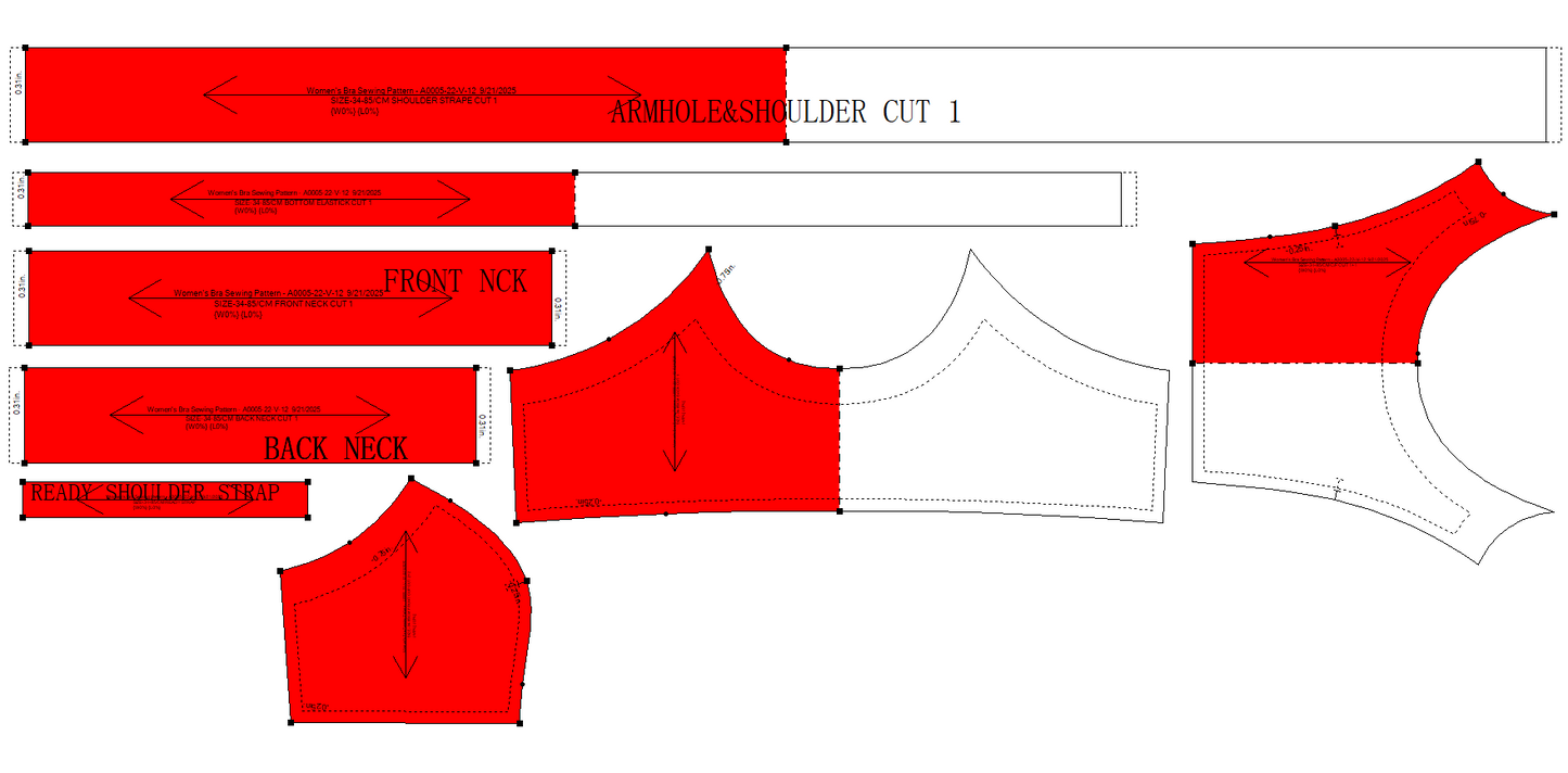 Women's Bra Sewing Pattern - A0005-22-V-12