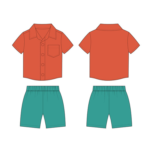 Kids - Boy's Shirt & Shorts Co-ord Set Sewing Pattern - A0006-25-Y-8