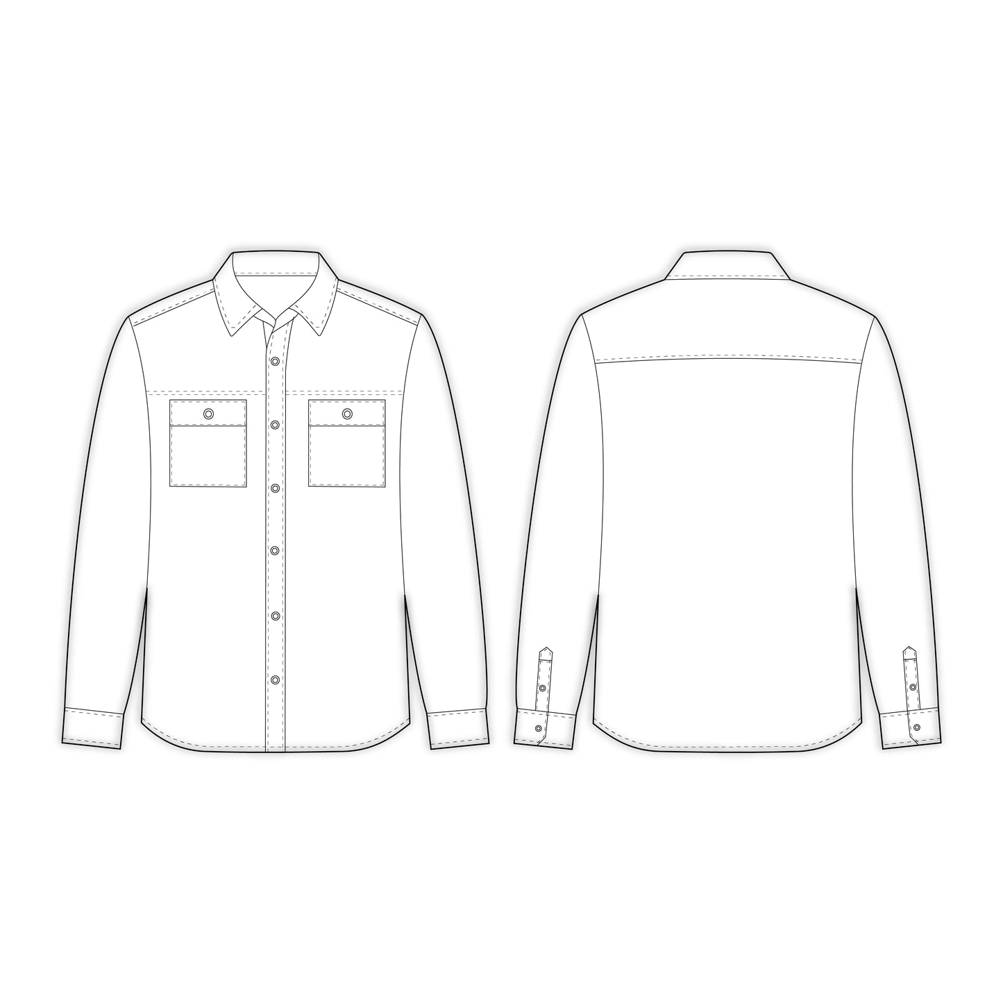 Men's Full Sleeves Regular Fit Shirt Sewing Pattern - A0003-26-Z-6