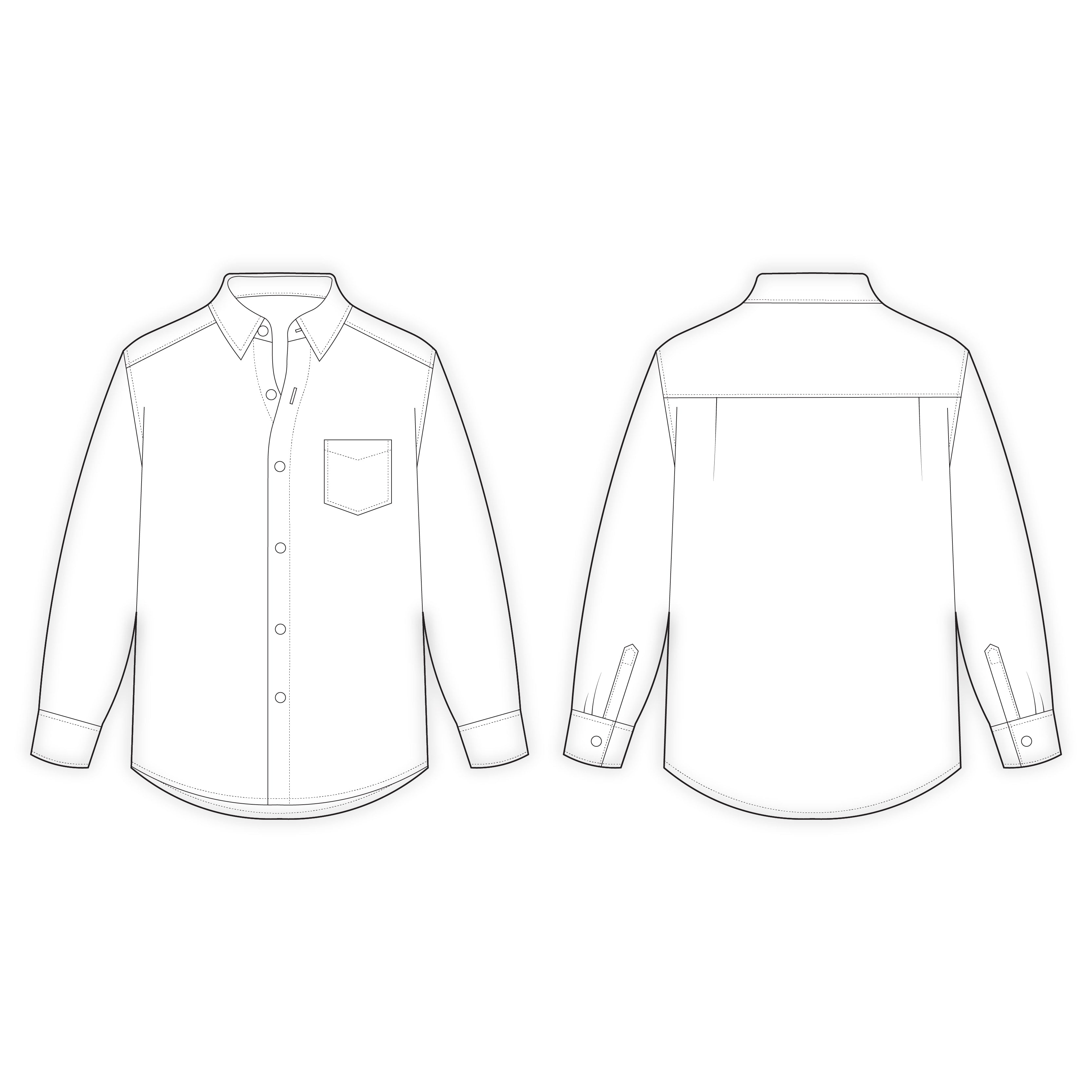 Men's Full Sleeves Regular Fit Shirt Sewing Pattern - A0003-26-Z-02 ...
