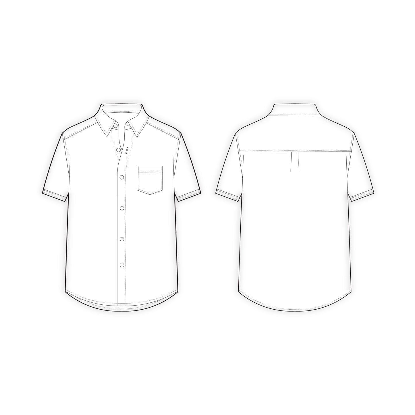 Men's Half Sleeves Regular Fit Shirt Sewing Pattern - A0002-26-Z-02