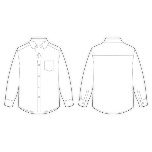 Men's Full Sleeves Plus Size Shirt Sewing Pattern - A0001-26-Z-01