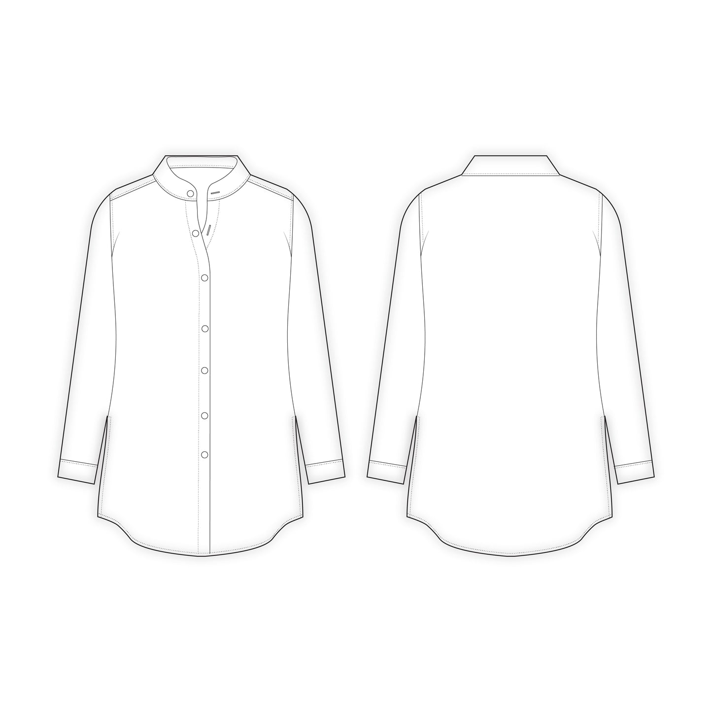 Women's Long Shirt Sewing Pattern - A0005-22-V-2