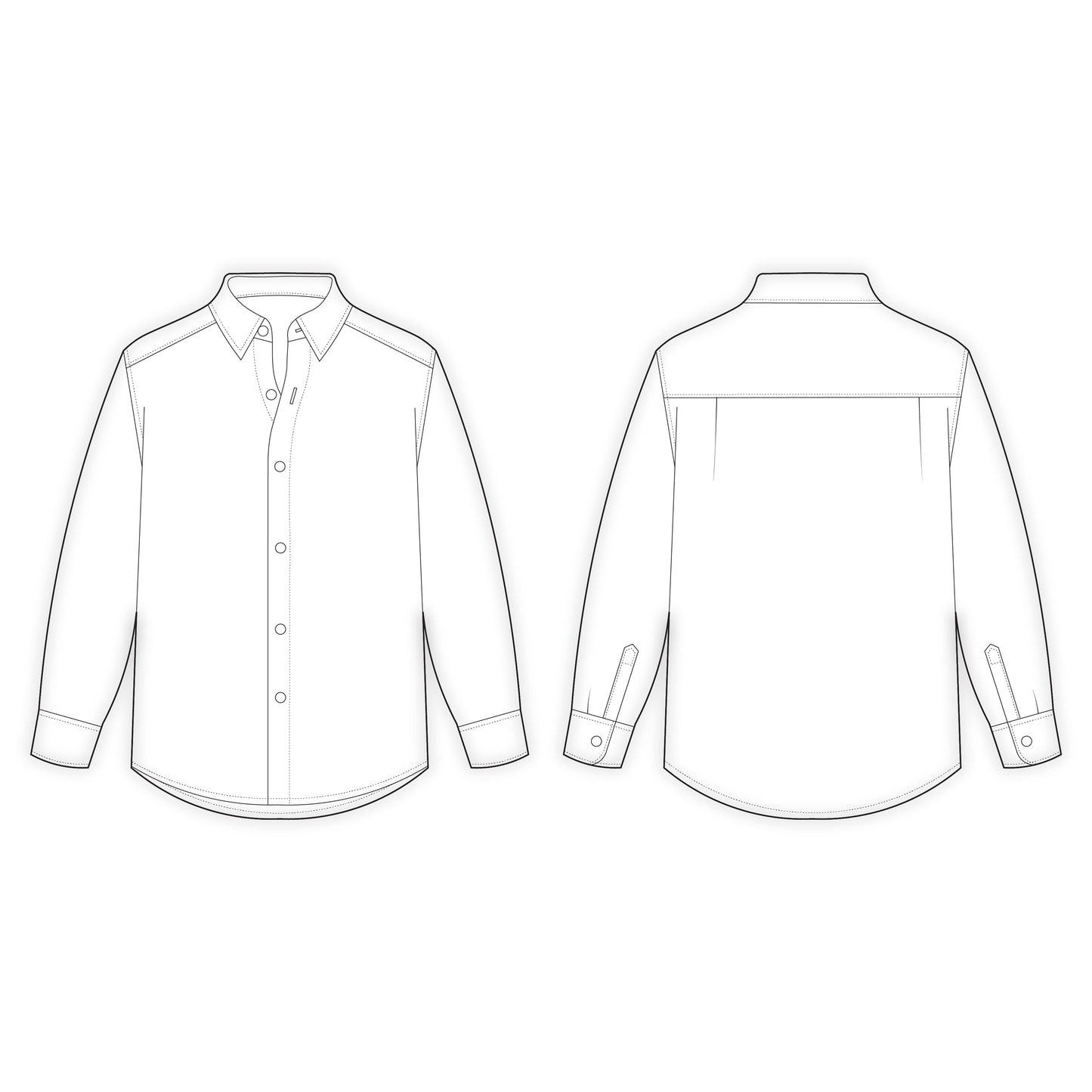 Men's Full Sleeves Regular Fit Shirt Sewing Pattern - A0005-26-Z-02