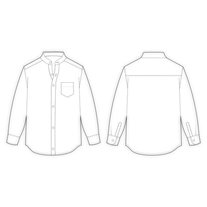 Men's Full Sleeves Shirt Chinese Collar Sewing Pattern - A0008-22-V-04