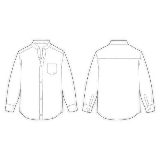 Men's Full Sleeves Shirt Chinese Collar Sewing Pattern - A0008-22-V-04