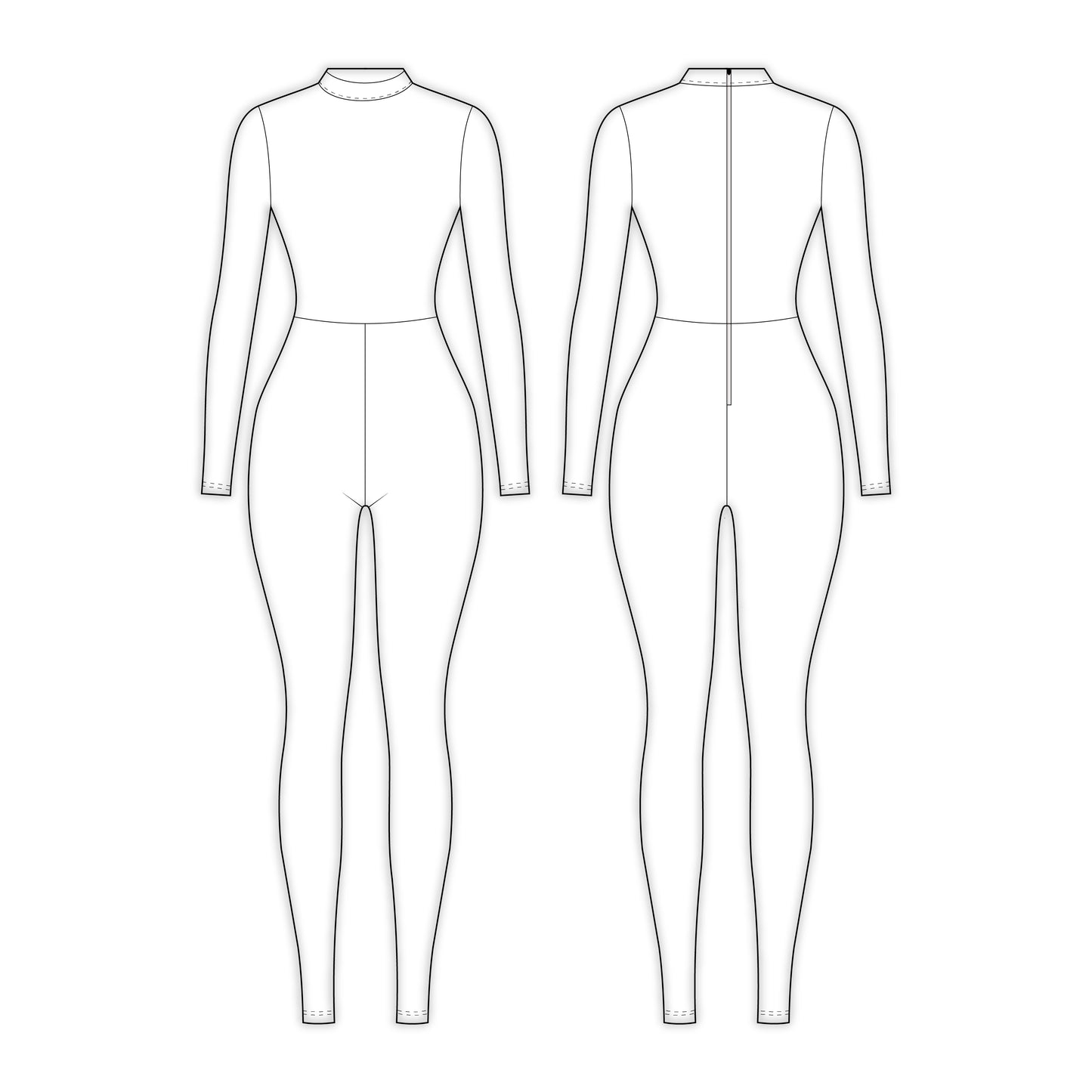 Women's Full Sleeves Jumpsuit Sewing Pattern - A0001-25-Y-7
