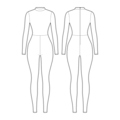 Women's Full Sleeves Jumpsuit Sewing Pattern - A0001-25-Y-7