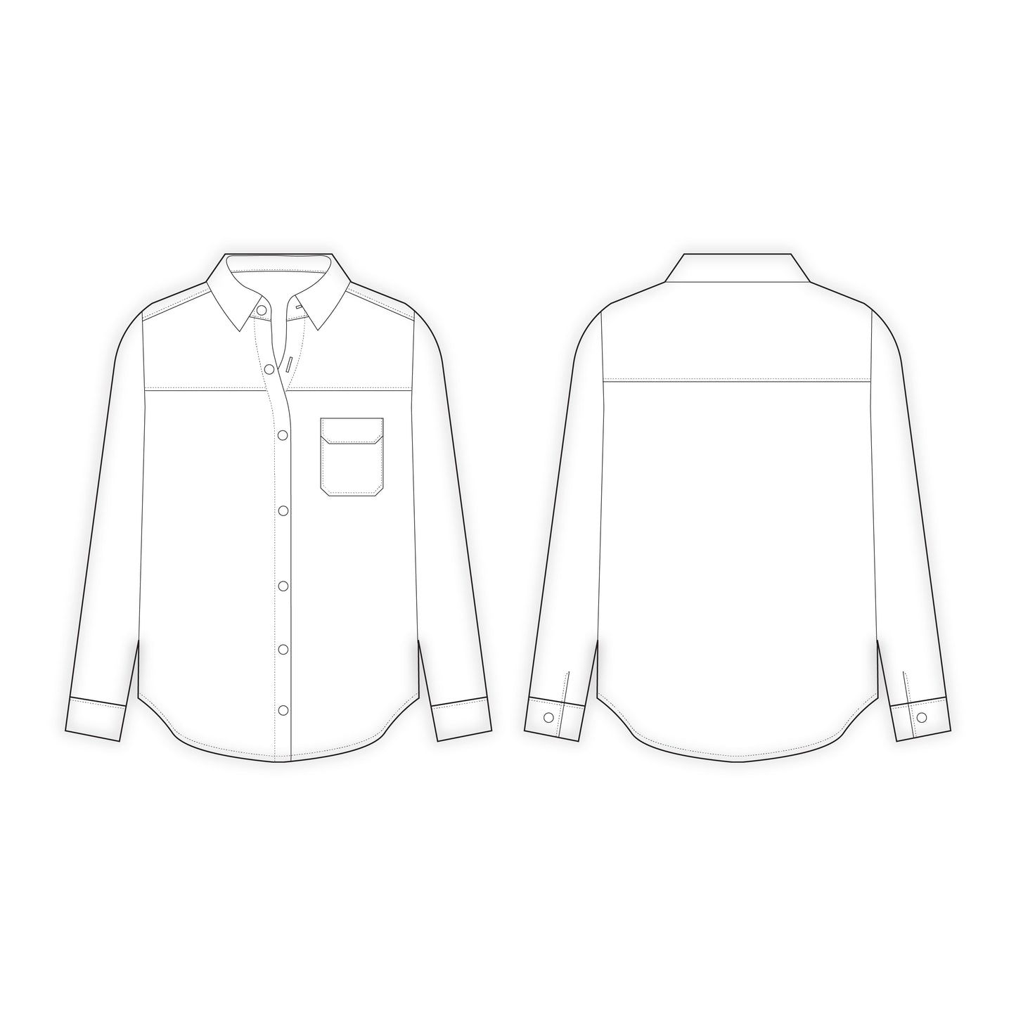 Women's Loose Fit Long Shirt Sewing Pattern - A0002-22-V-2