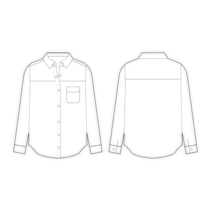 Women's Loose Fit Long Shirt Sewing Pattern - A0002-22-V-2