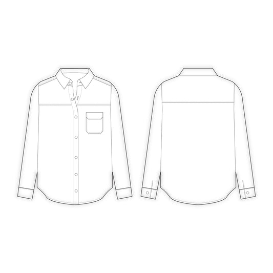 Women's Loose Fit Long Shirt Sewing Pattern - A0002-22-V-2