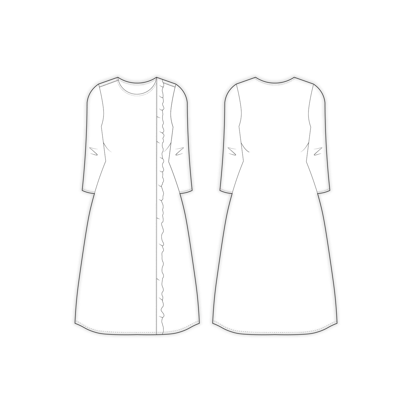 Women's Full Sleeves Regular Fit Kurti Sewing Pattern - A0003-23-W-2