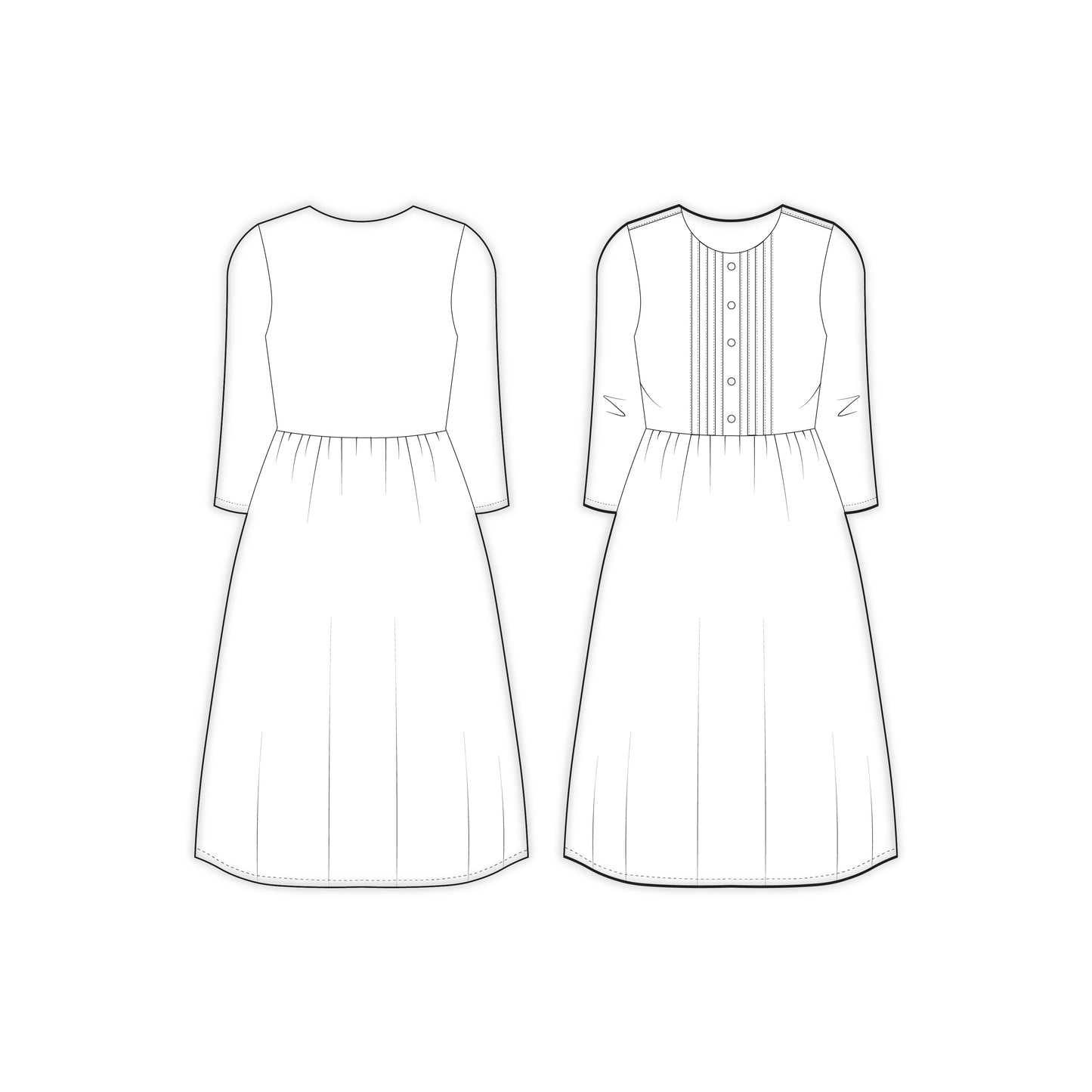 Women's Full Sleeves Regular Fit Kurti Sewing Pattern - A0001-23-W-2