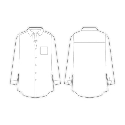 Women's Loose Fit Long Shirt Sewing Pattern - A0003-22-V-2