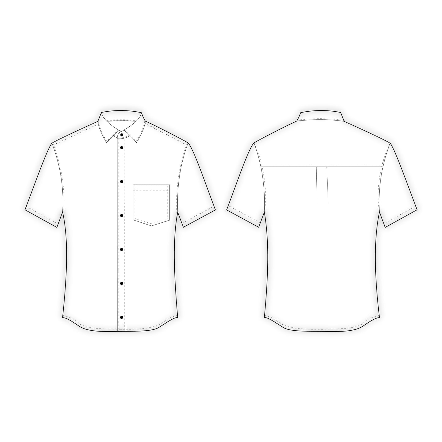 Men's Half Sleeves Regular Fit Shirt Sewing Pattern - A0002-25-Y-1