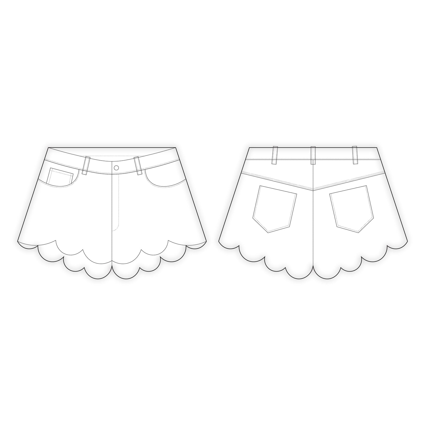 Women's Denim Shorts Sewing Pattern - A0004-22-V-2