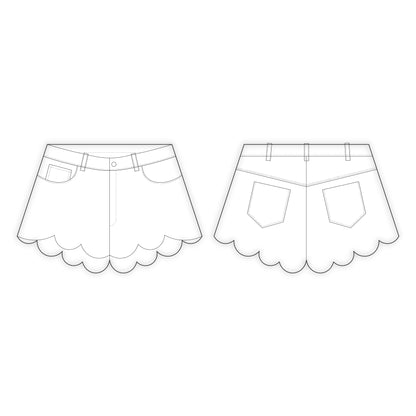 Women's Denim Shorts Sewing Pattern - A0004-22-V-2