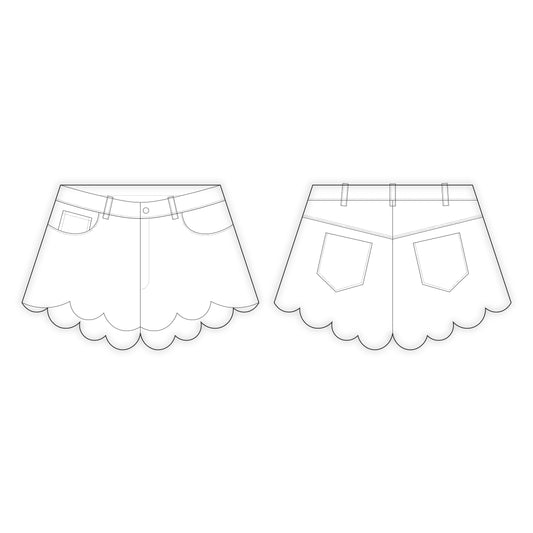 Women's Denim Shorts Sewing Pattern - A0004-22-V-2