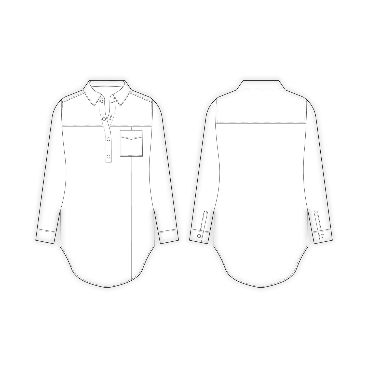 Women's Long Shirt Sewing Pattern - A0006-22-V-2