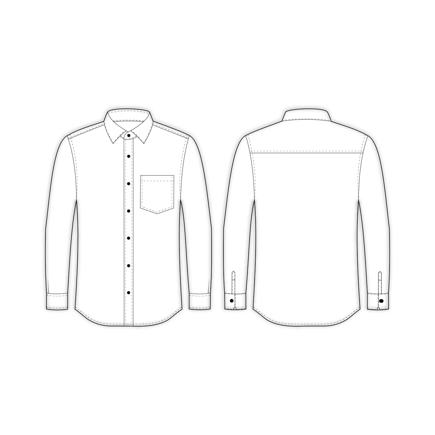 Men's Full Sleeves Regular Fit Shirt Sewing Pattern - A0001-25-Y-1