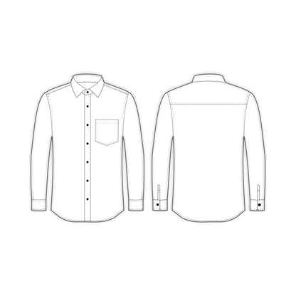 Men's Full Sleeves Regular Fit Shirt Sewing Pattern - A0001-25-Y-1