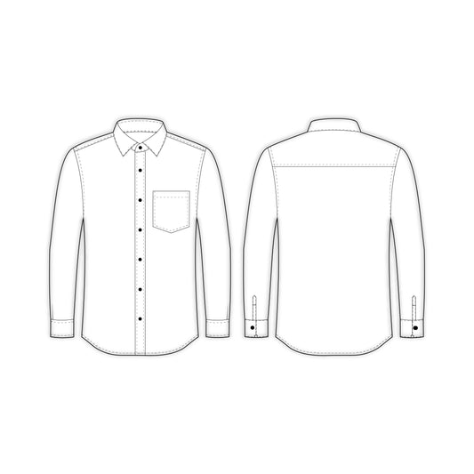 Men's Full Sleeves Regular Fit Shirt Sewing Pattern - A0001-25-Y-1