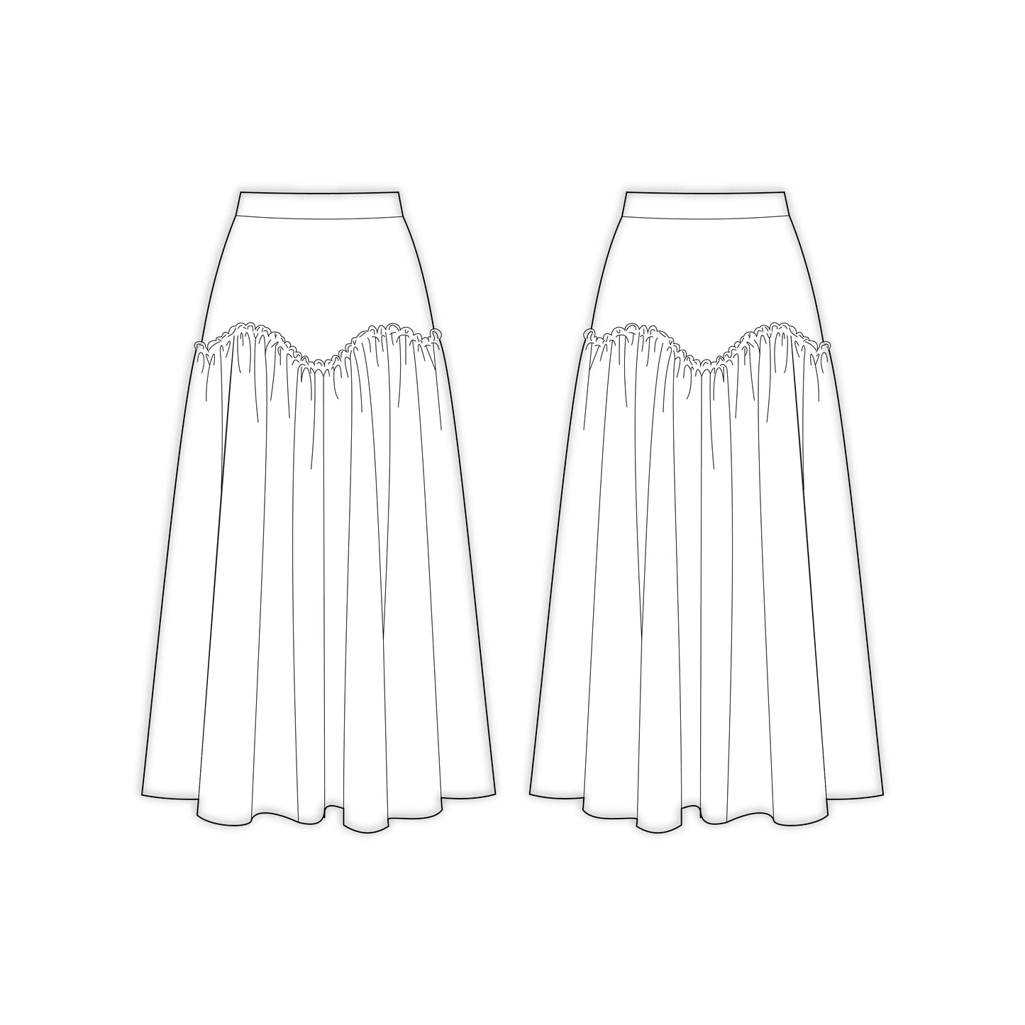 Women's Long Skirt Sewing Pattern - A0002-25-Y-9