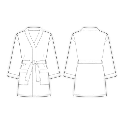 Women's Short Length Bathrobe Sewing Pattern - A0002-25-Y-2