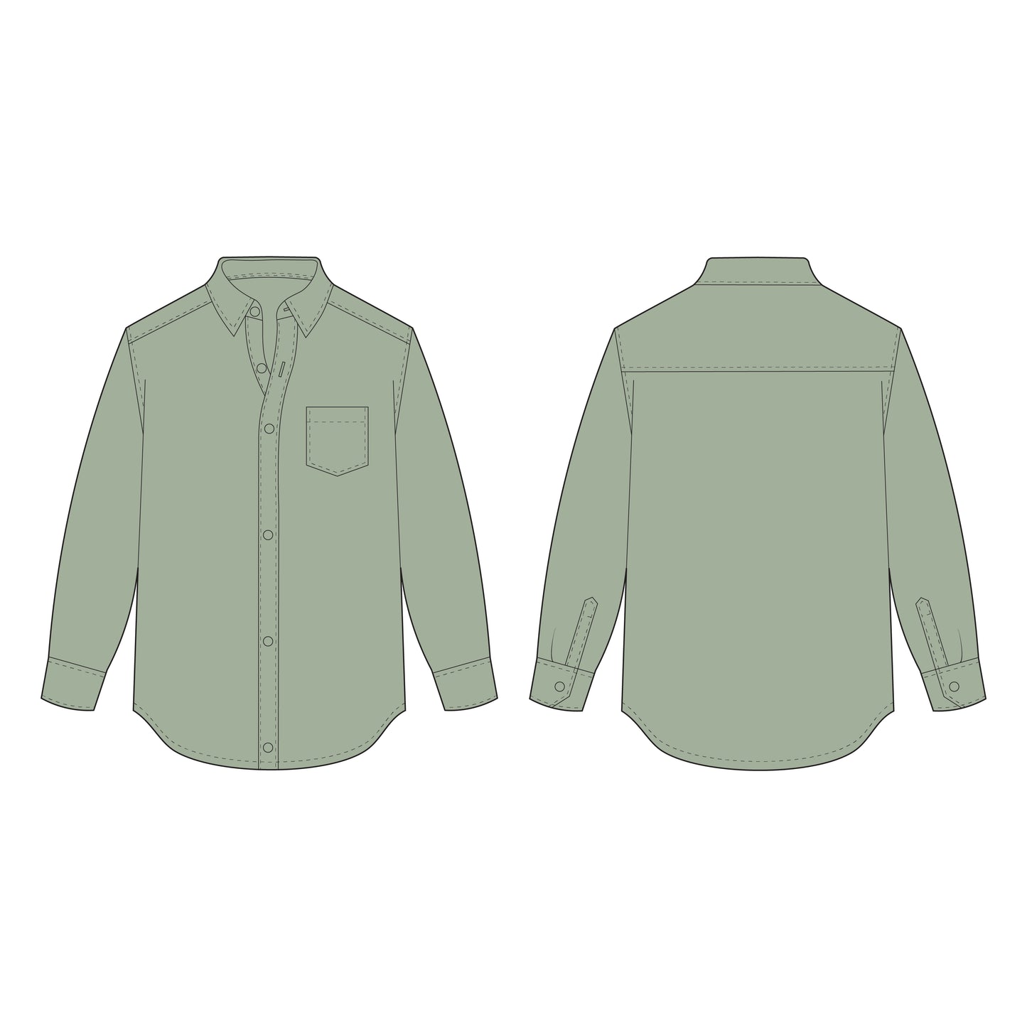 Men's Full Sleeves Shirt Sewing Pattern - A0015-22-V-04