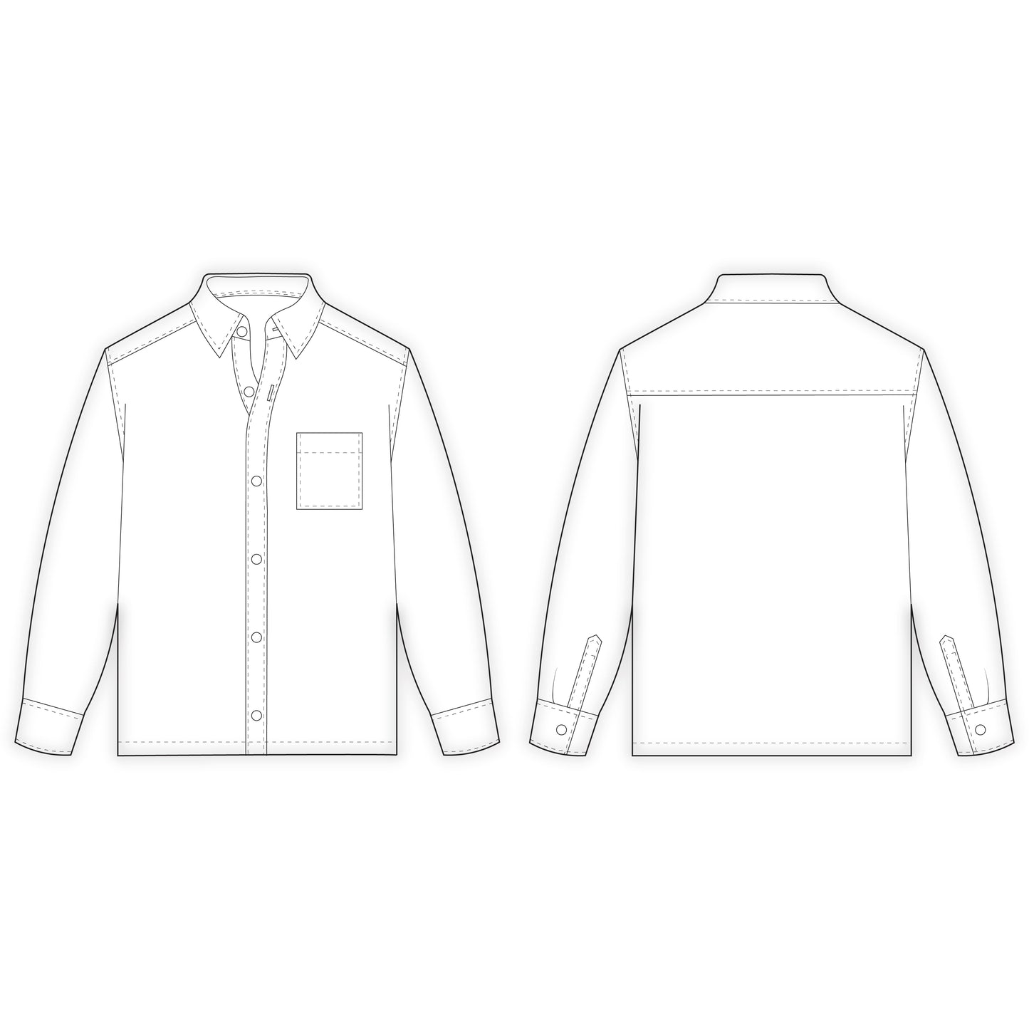 Men's Full Sleeves Shirt Sewing Pattern - A0016-22-V-04