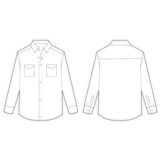 Men's Full Sleeves Shacket Sewing Pattern - A0018-22-V-04