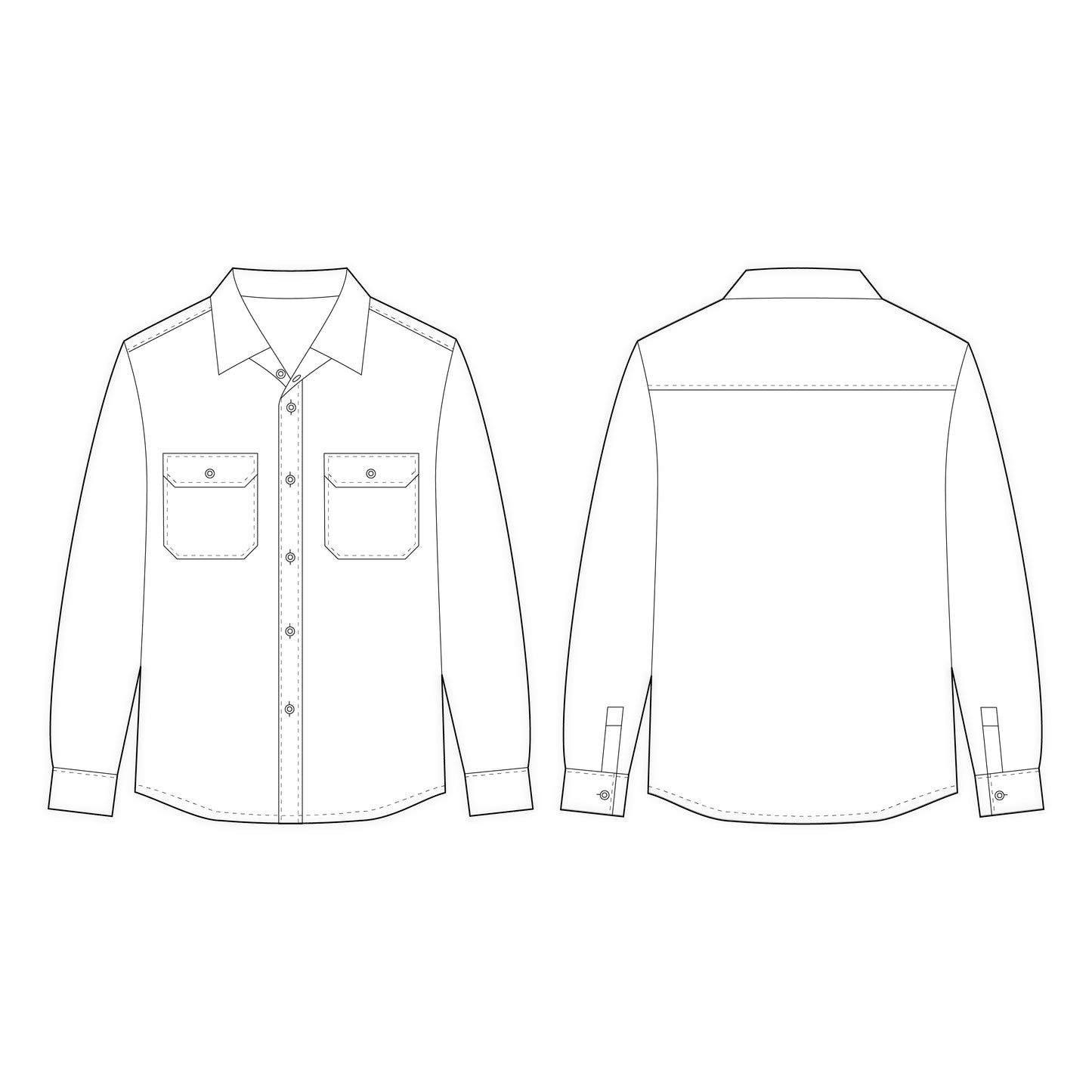 Men's Full Sleeves Regular Fit Shirt Sewing Pattern - A0002-26-Z-6