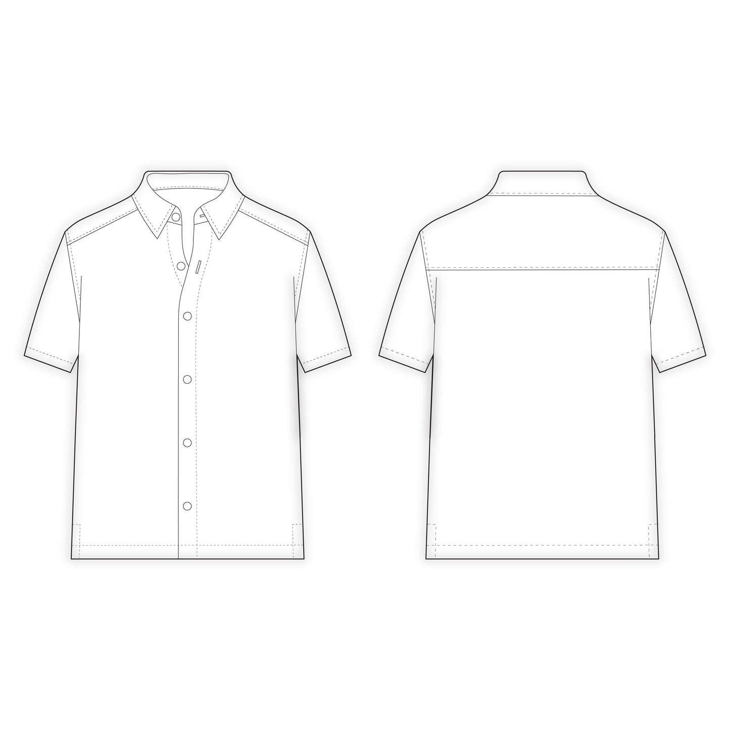 Men's Half Sleeves Shirt Sewing Pattern - A0022-22-V-04
