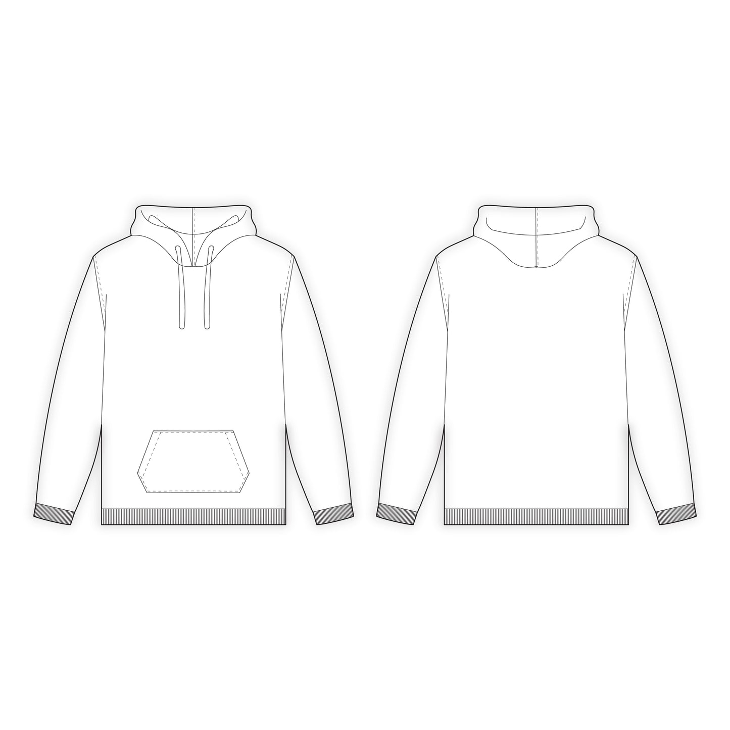 Men's Full Sleeves Hoodie Sewing Pattern - A0009-22-V-05