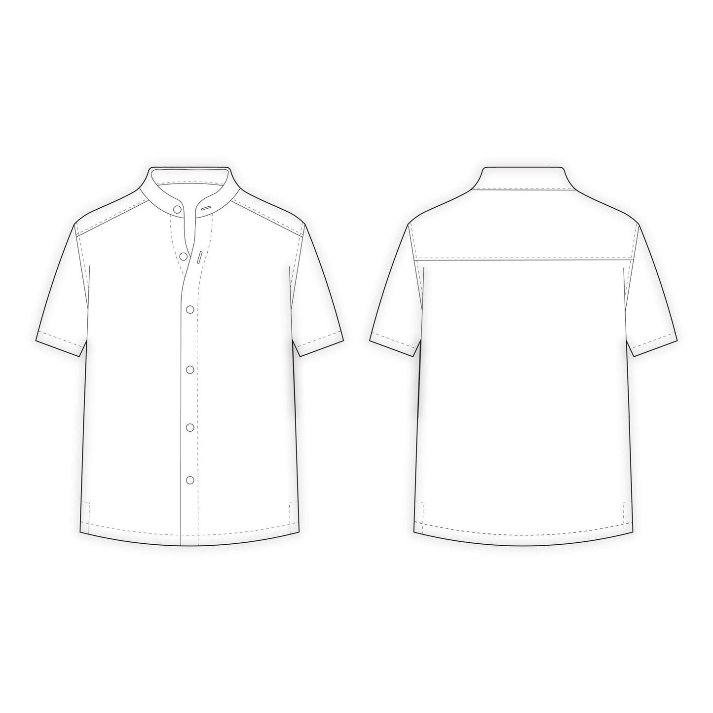 Men's Half Sleeves Chinese Collar Shirt Sewing Pattern - A0023-22-V-04