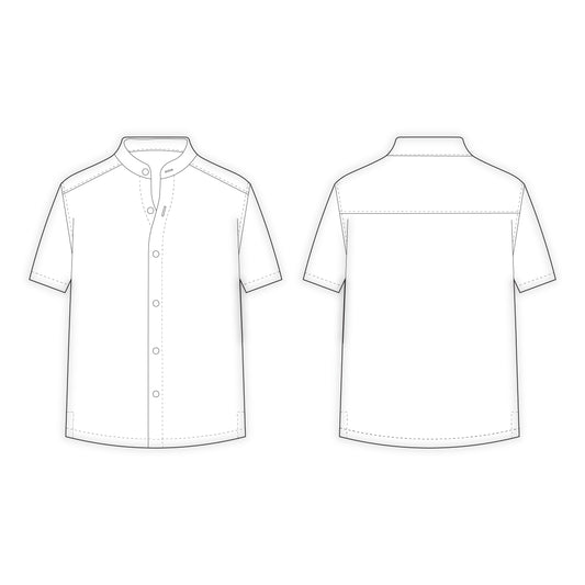 Men's Half Sleeves Chinese Collar Shirt Sewing Pattern - A0023-22-V-04