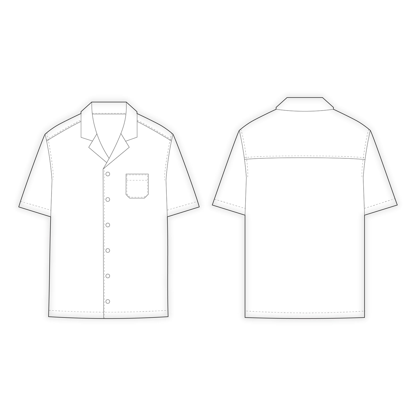 Men's Half Sleeves Shirt Sewing Pattern - A0020-22-V-04