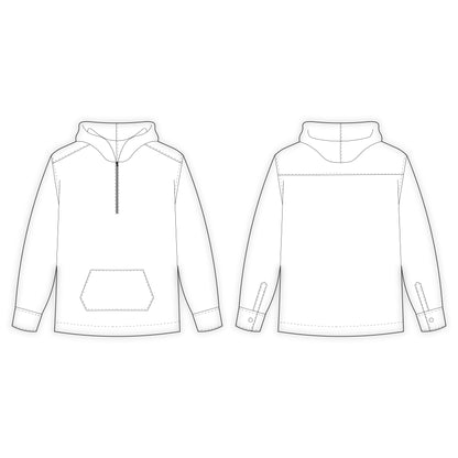 Men's Full Sleeves Shirt with Hood Sewing Pattern - A0021-22-V-04