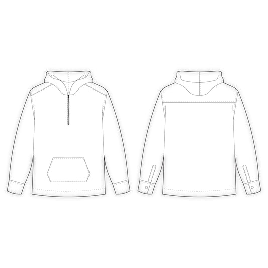 Men's Full Sleeves Shirt with Hood Sewing Pattern - A0021-22-V-04