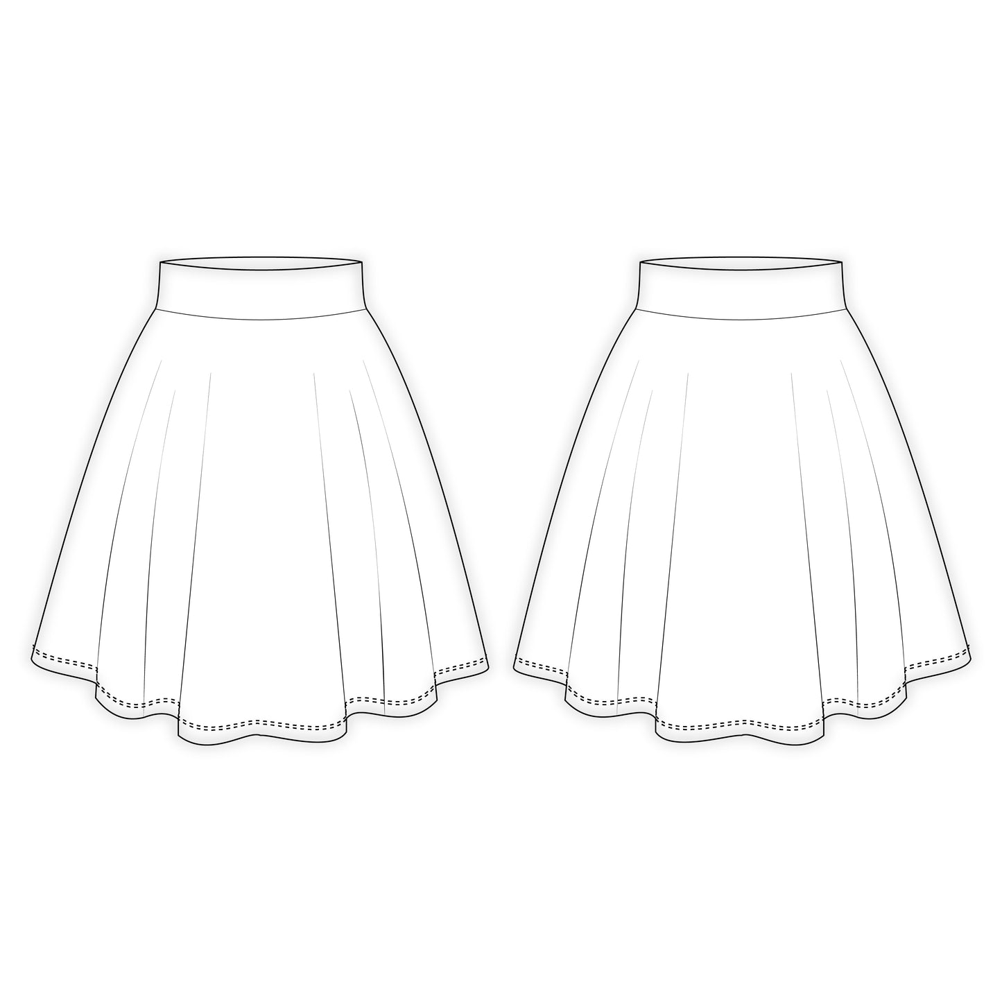 Women's Flared Skirt Sewing Pattern - A0001-22-V-08