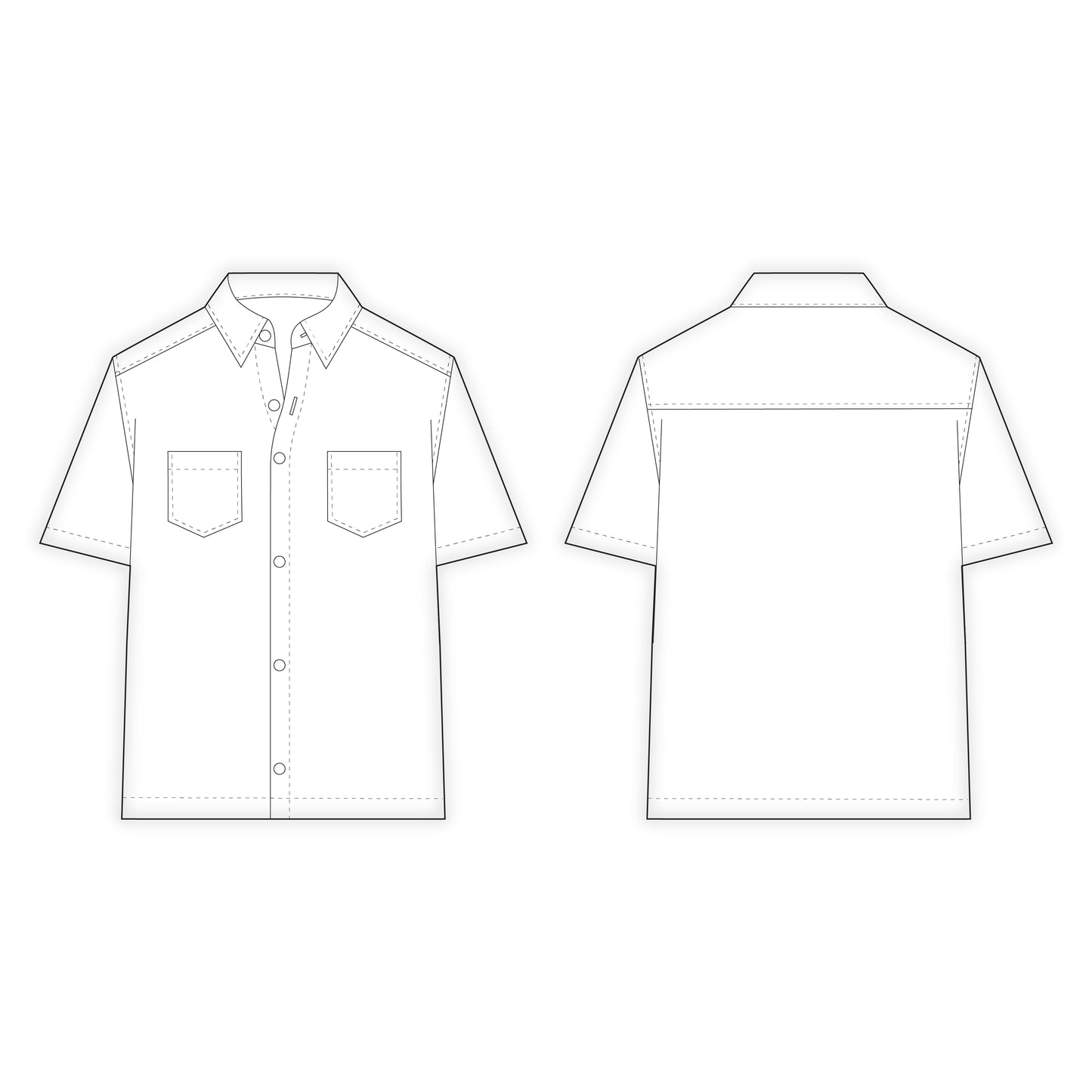 Men's Half Sleeves Shacket Sewing Pattern - A0019-22-V-04