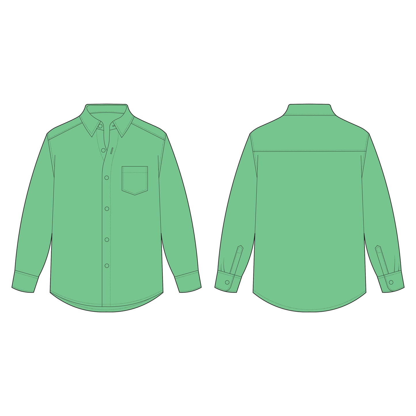 Men's Full Sleeves Plus Size Shirt Sewing Pattern - A0001-26-Z-01