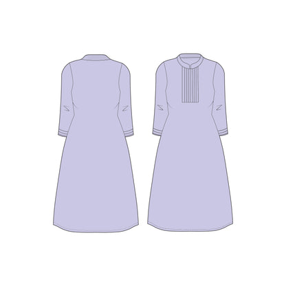Women's Full Sleeves Chinese Collar Kurti Sewing Pattern - A0002-23-W-2