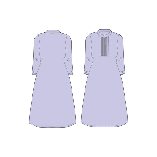 Women's Full Sleeves Chinese Collar Kurti Sewing Pattern - A0002-23-W-2